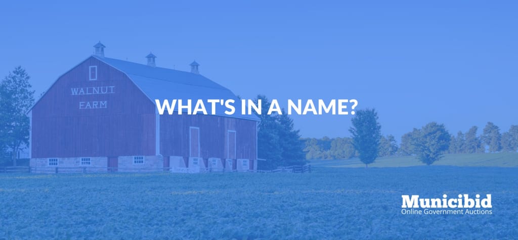 Farm Name - building with the name "Walnut Farm"