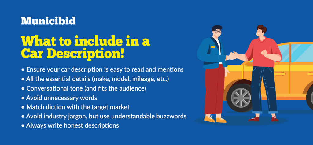 What to include in a car description infographic