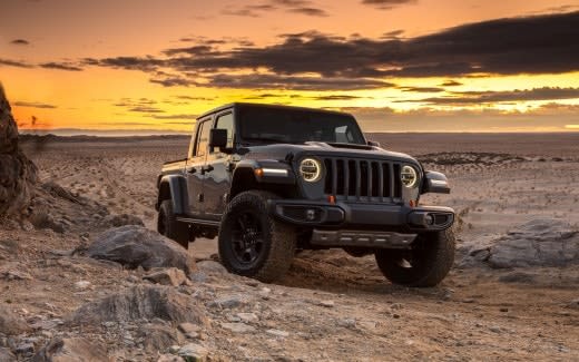 2020 Jeep Gladiator, using diesel fuel, driving in the desert.