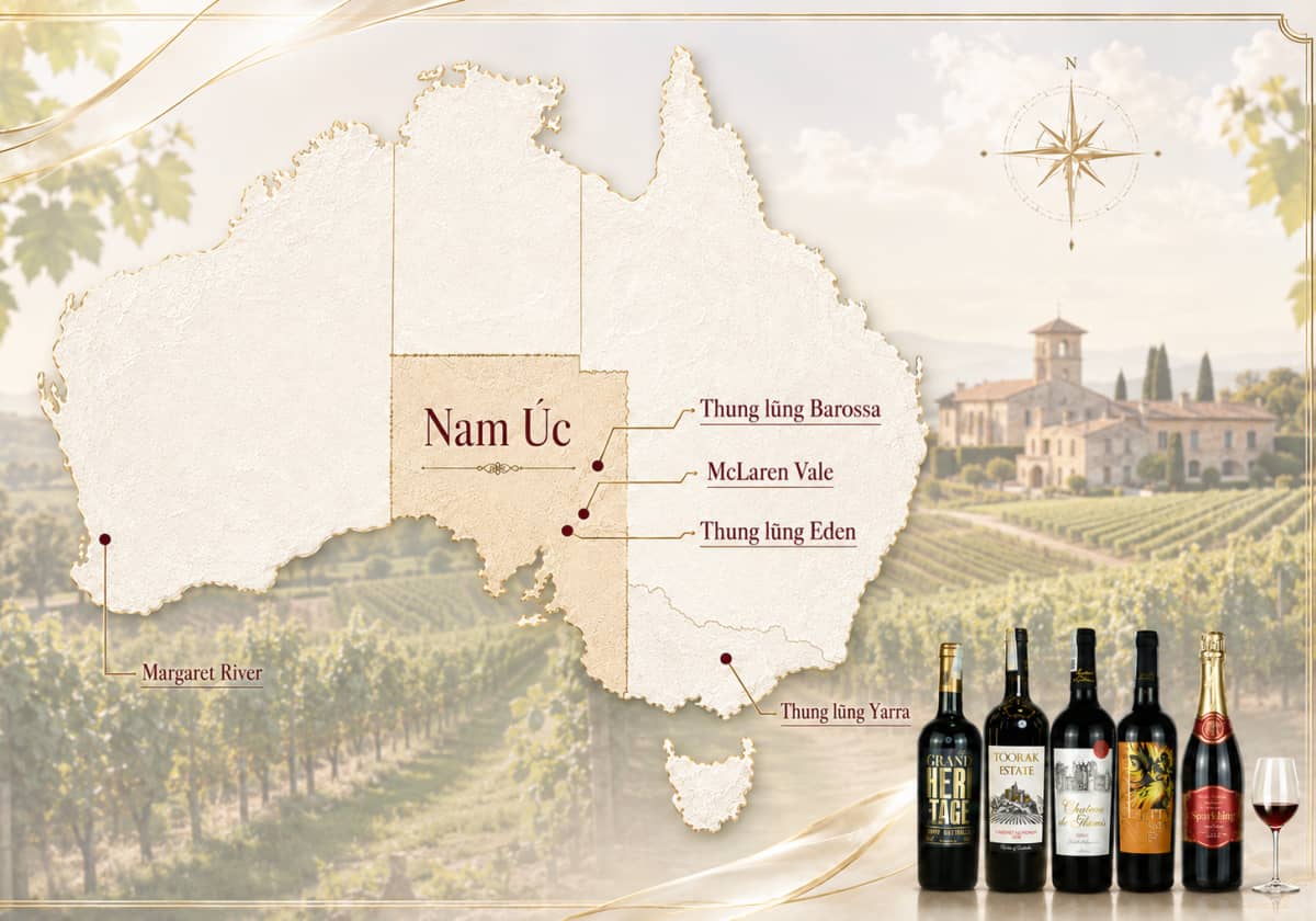 Australian vineyard and wine glass