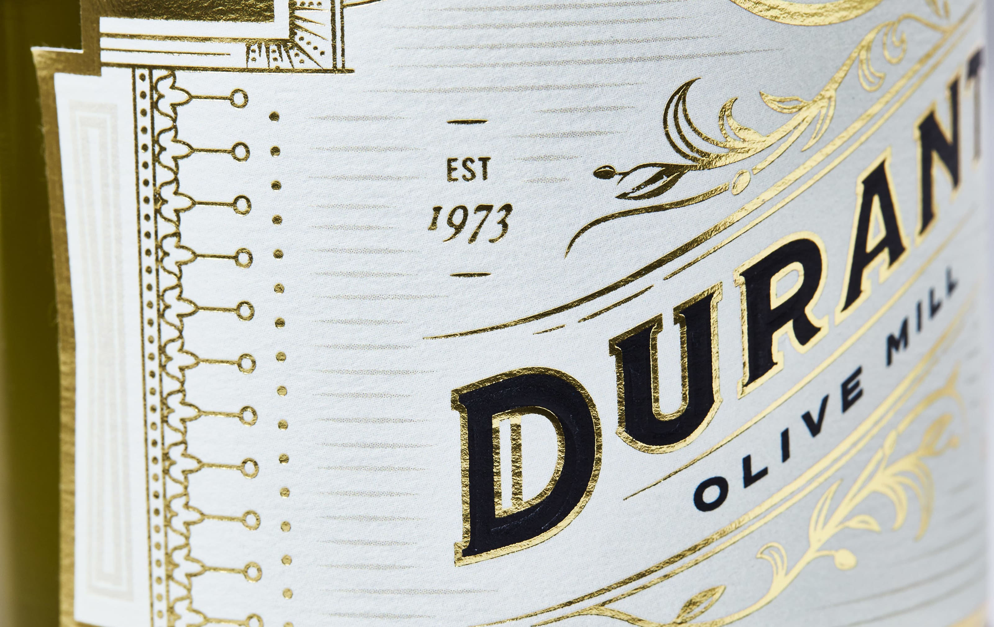 Detail of Durant Olive Oil label
