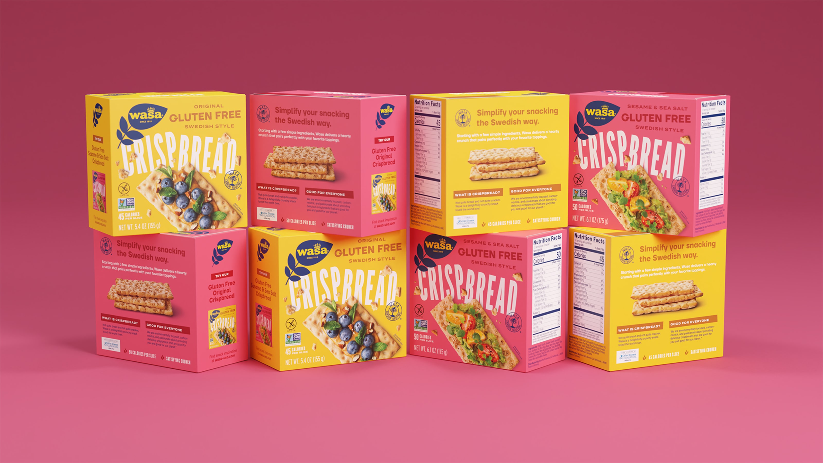 Pink and yellow wasa packaging