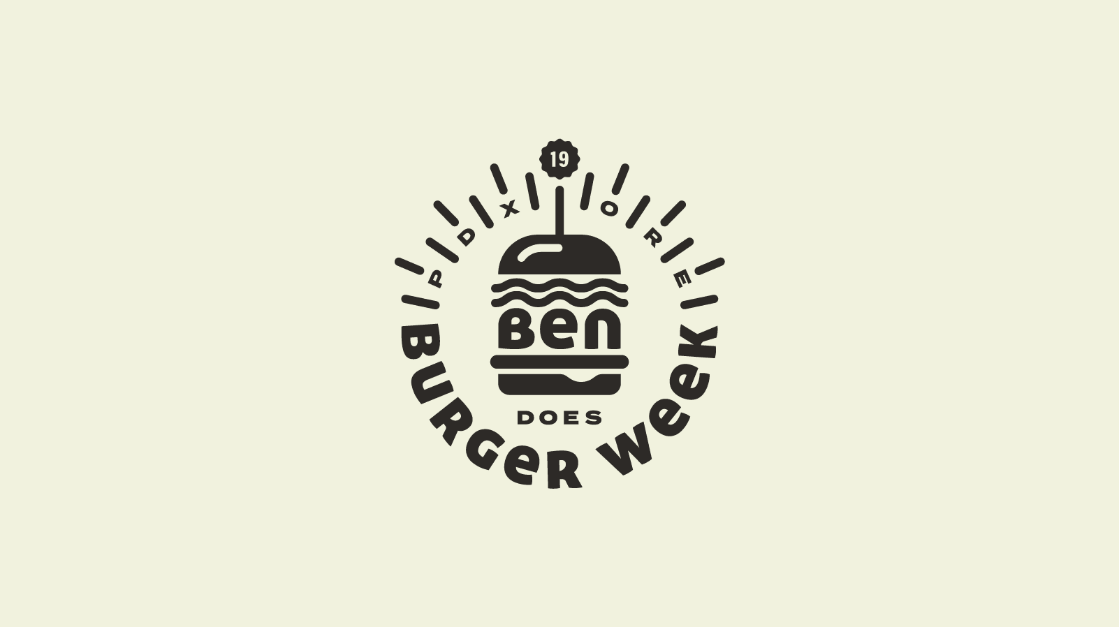 Ben Does Burger Week logo featuring a stylized burger graphic, emphasizing Portland's Burger Week celebration.