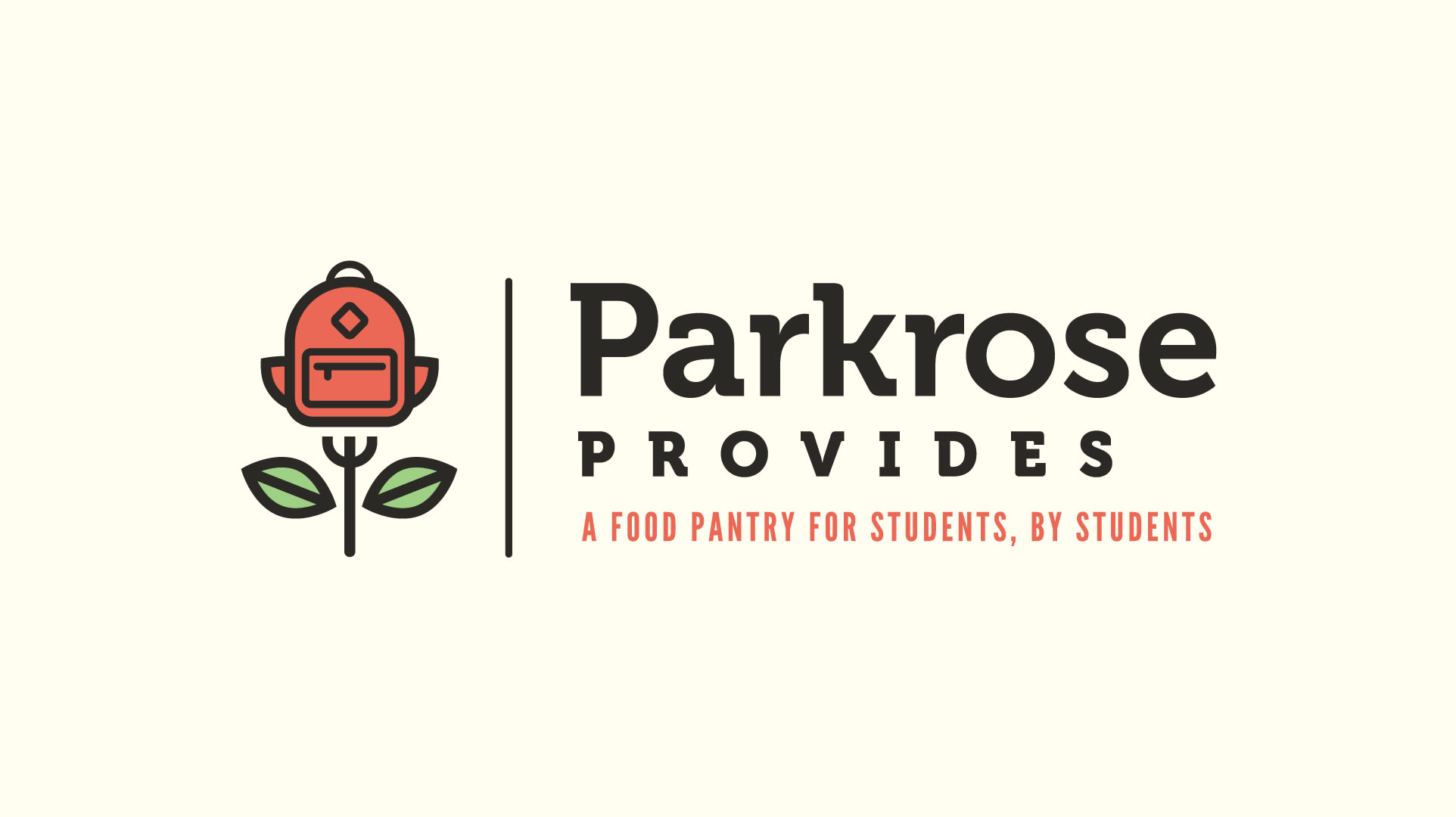 Parkrose Provides logo featuring a backpack and rose, representing a community food pantry for students, emphasizing support for families in need during the holiday season.