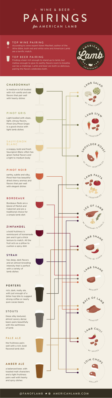 American Lamb Wine and Beer Pairing Infographic