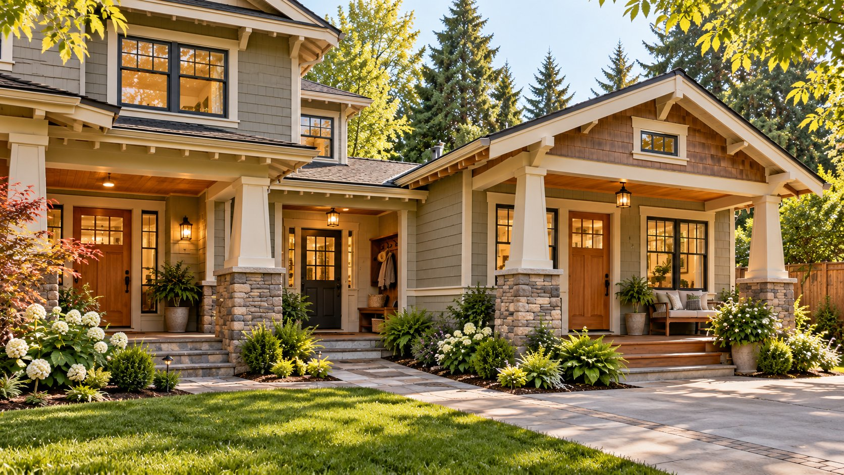 Craftsman home with a connected guest suite created from the attached garage