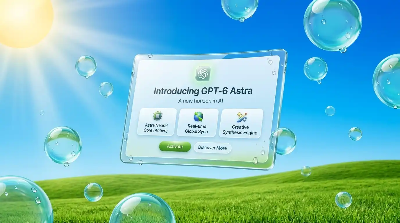 OpenAI GPT-6 Astra Frutiger Aero Sanat Stili Kapak Tasarımı