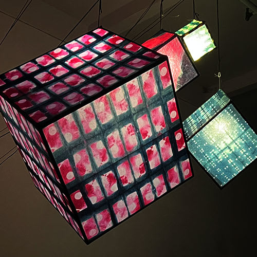 Shibori Cube Sculptures by Krescent Carasso + Jasper Speicher