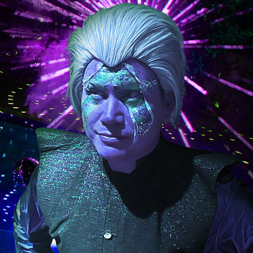 Brandon Reddick playing the wise, Intergalactic Docent Alien