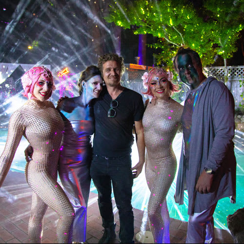 Photo of Justin Young with Intergalactic Gala performers and hosts