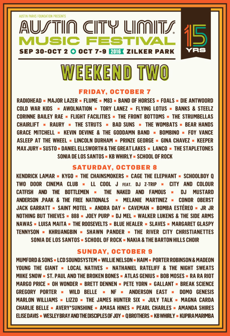 Austin City Limits 16 Week 2 Music Festival Central