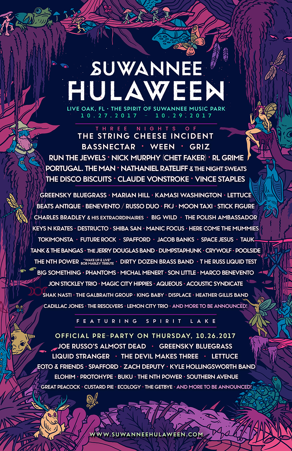 Suwannee Hulaween 2017 Lineup Poster