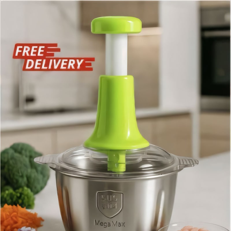 Manual Push Food Chopper & Vegetable Cutter Bowl