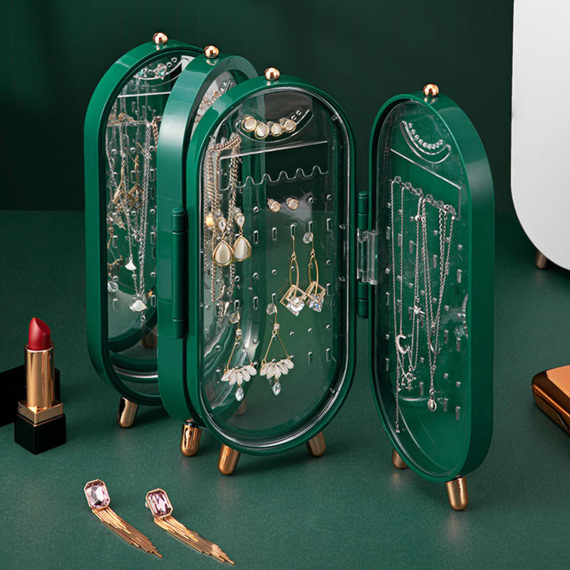 Luxury Foldable Jewelry Organizer Box with Mirror