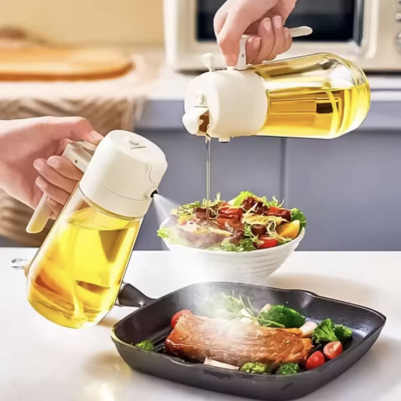 2-in-1 Oil Spray & Pour Bottle – Precision Kitchen Oil Dispenser