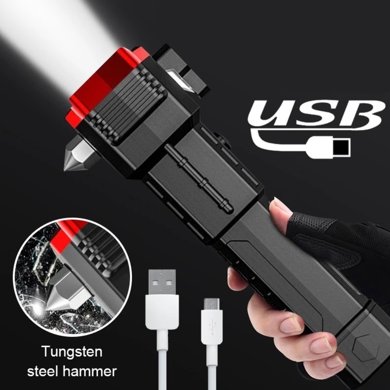 RescuePro 4-in-1 Emergency Car Safety Hammer & Power Bank