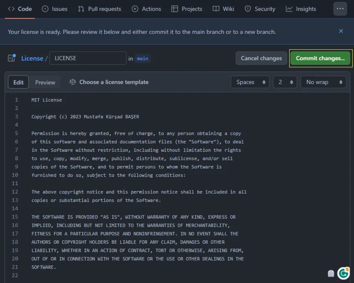 Github License, by Mustafa K. Başer
