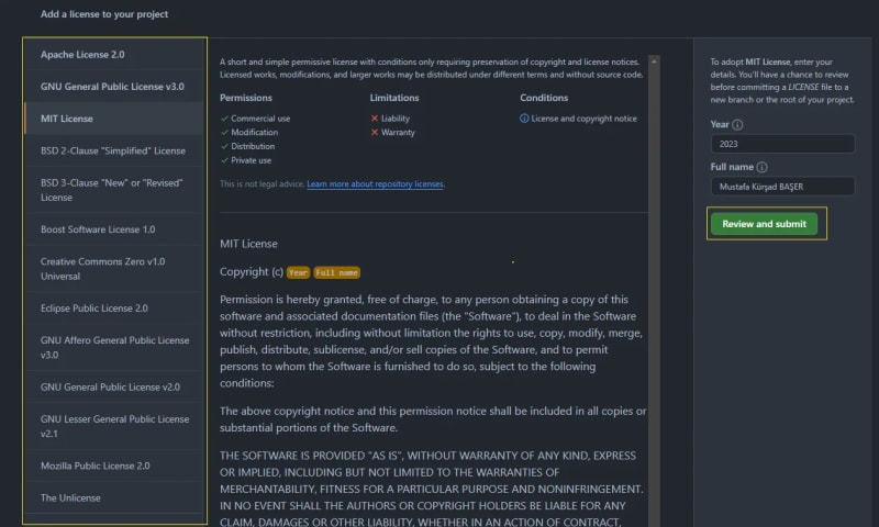 Github License, by Mustafa K. Başer