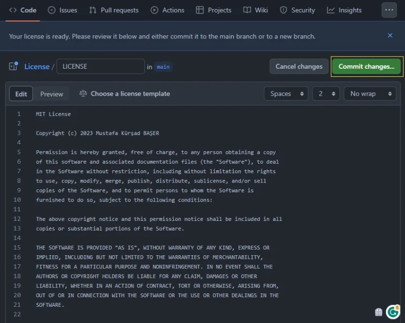 Github License, by Mustafa K. Başer