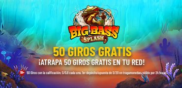 Obtén 50 giros gratis en Big Bass Splash