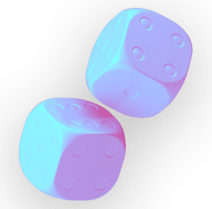 Purple six-sided dice caught in mid air.