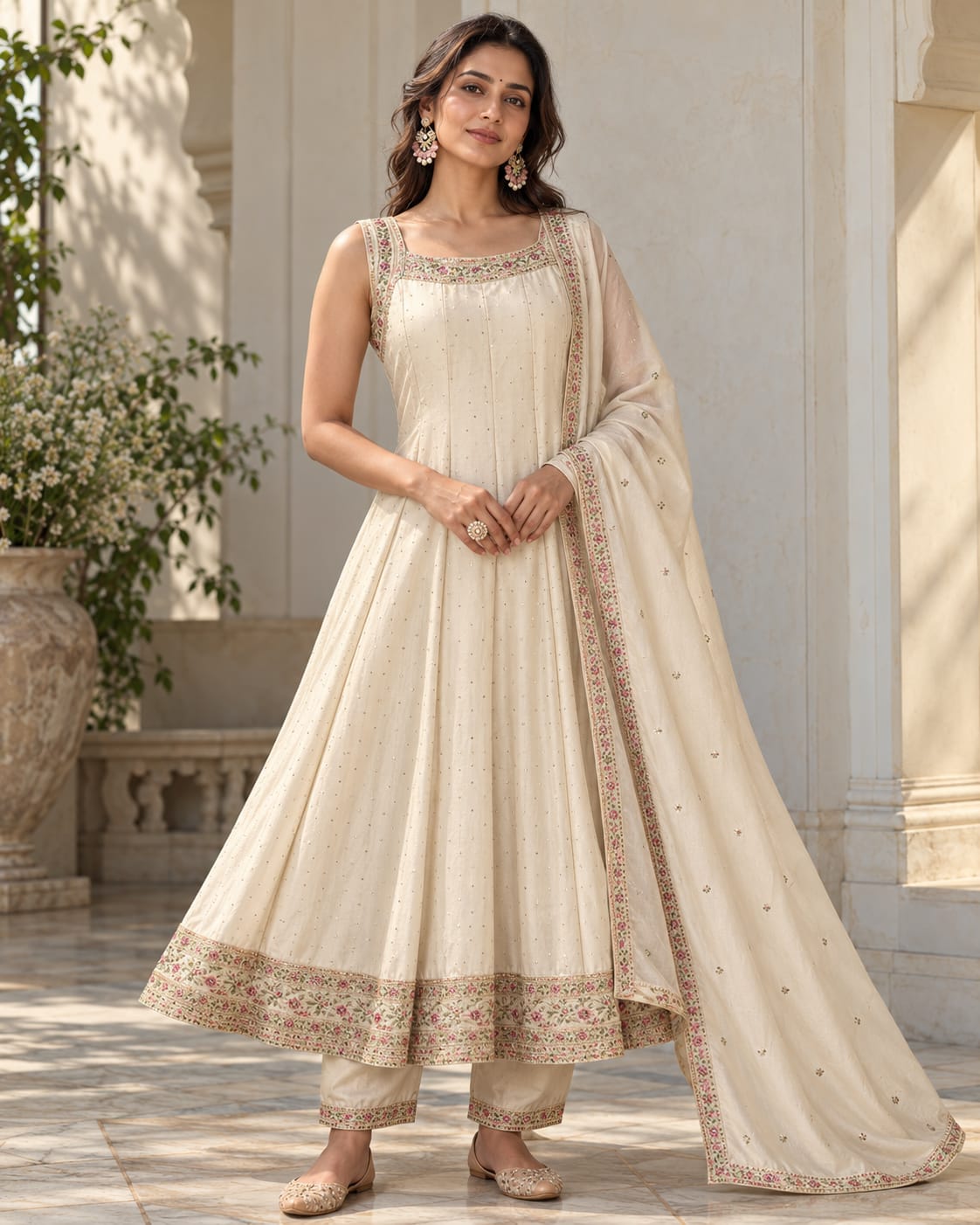 Ivory Anarkali Set