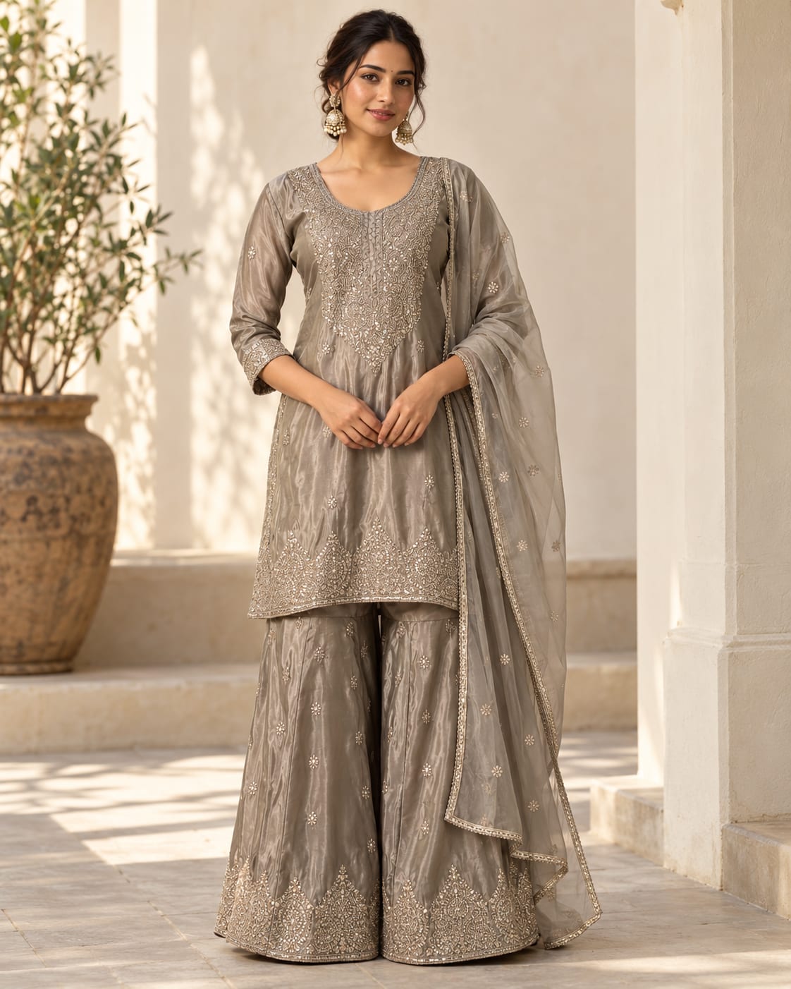 Super Shimmer Grey Palazzo Set