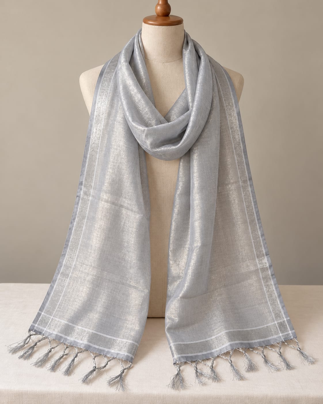 Banarasi Sunshine White · Silver Dupatta