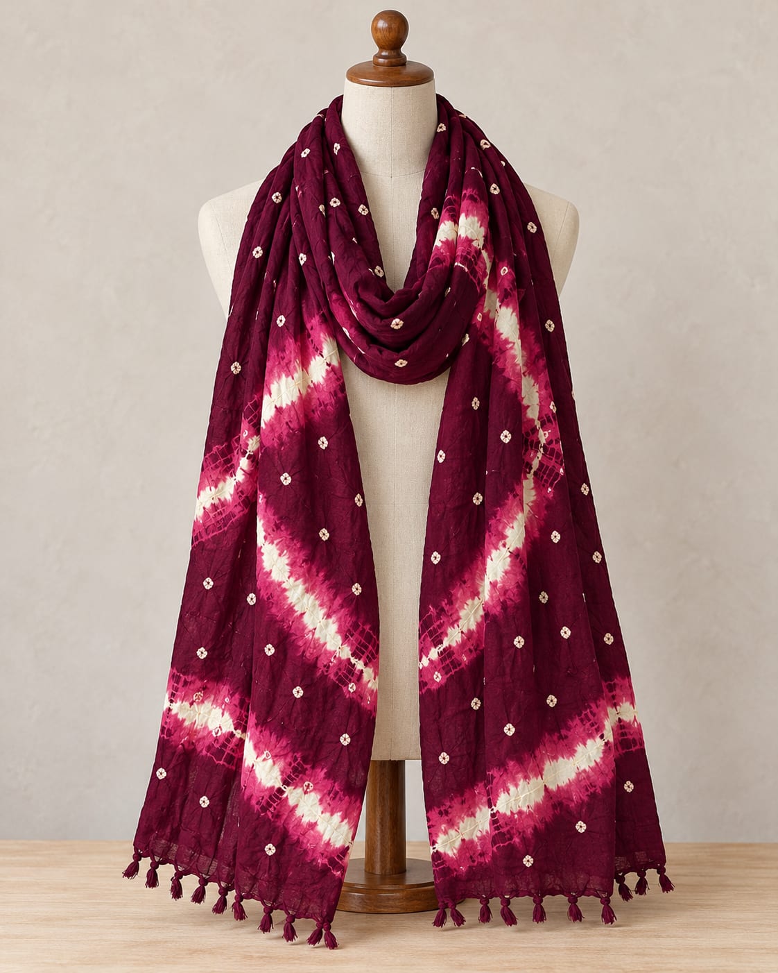 Amrapali Bandhani Wine Dupatta