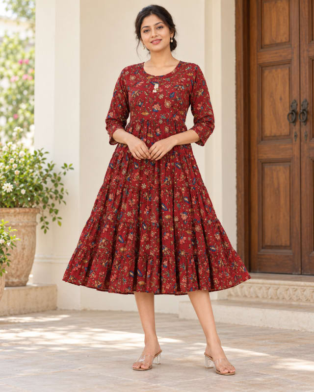 Pure Mul Maroon Floral Top