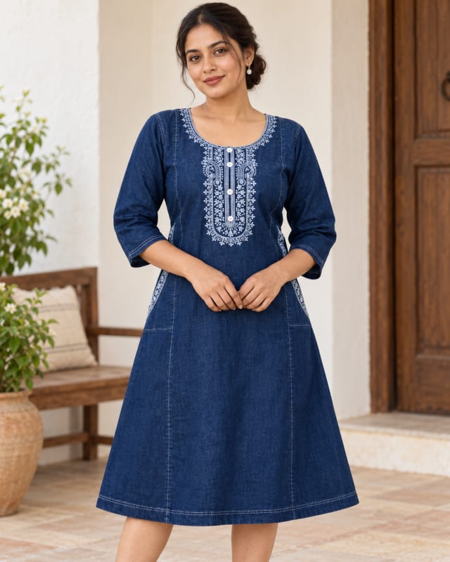 Demin Top With Embroidery Work