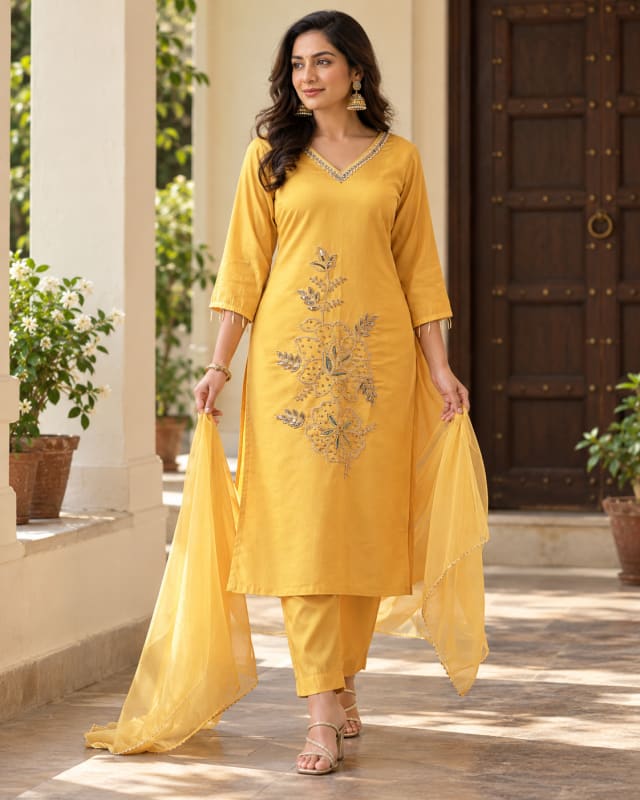 Premium Yellow Heavy Beeds Suit