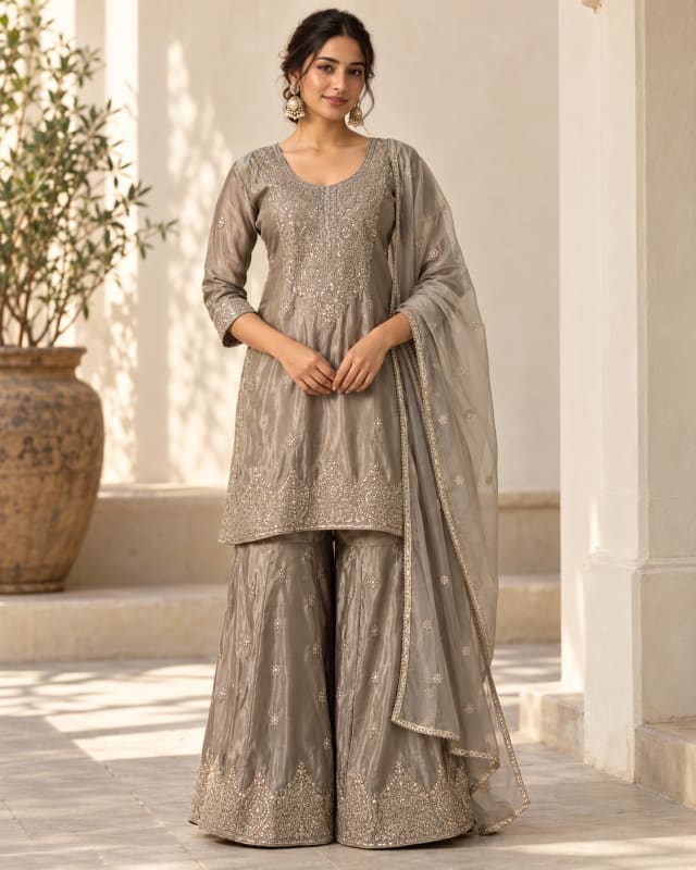 Super Shimmer Grey Palazzo Set