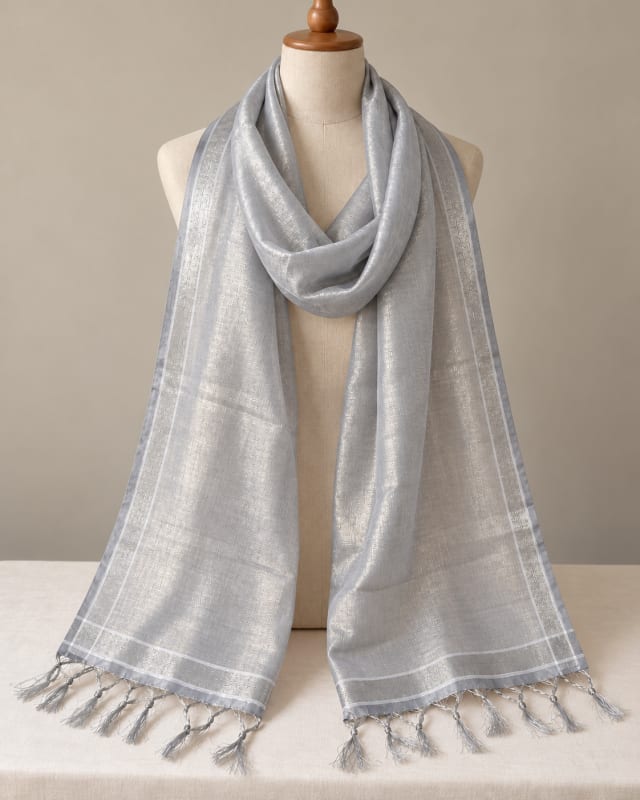 Banarasi Sunshine White · Silver Dupatta