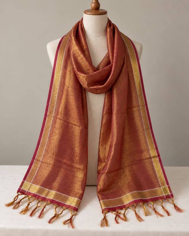 Banarasi Sunshine Red · Gold Dupatta