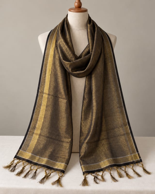 Banarasi Sunshine Charcoal Gold Dupatta