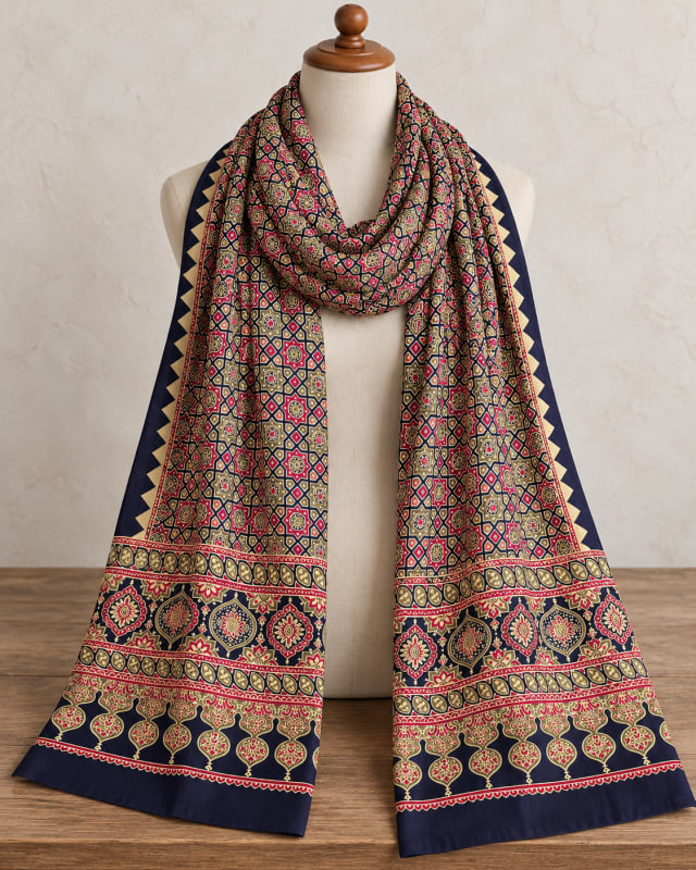 Ajarak Print Navy · Pink · Olive Dupatta