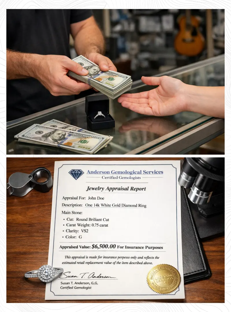 Mineral Rights Appraisal concept showing valuation report and cash transaction, illustrating how asset appraisal determines fair market value.