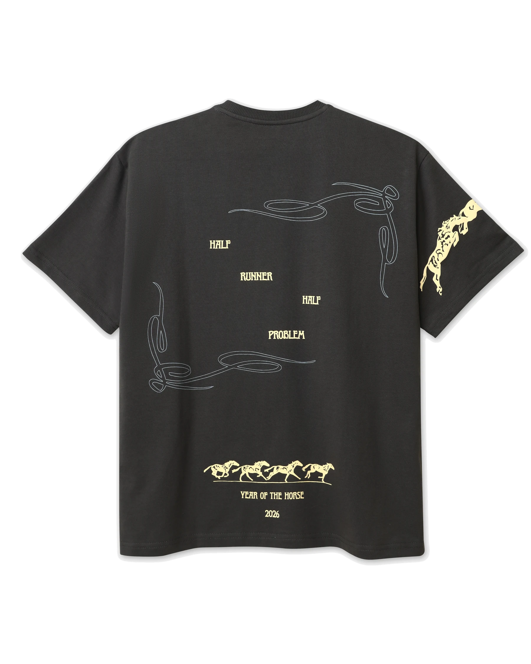 Wild Strides Tee in Ash - Half Runner Half Problem, printed on the back