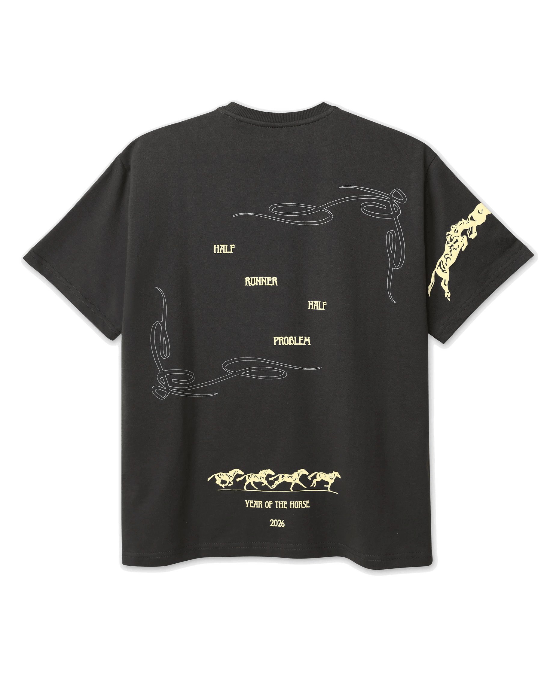 Wild Strides Tee in Ash - Half Runner Half Problem, printed on the back