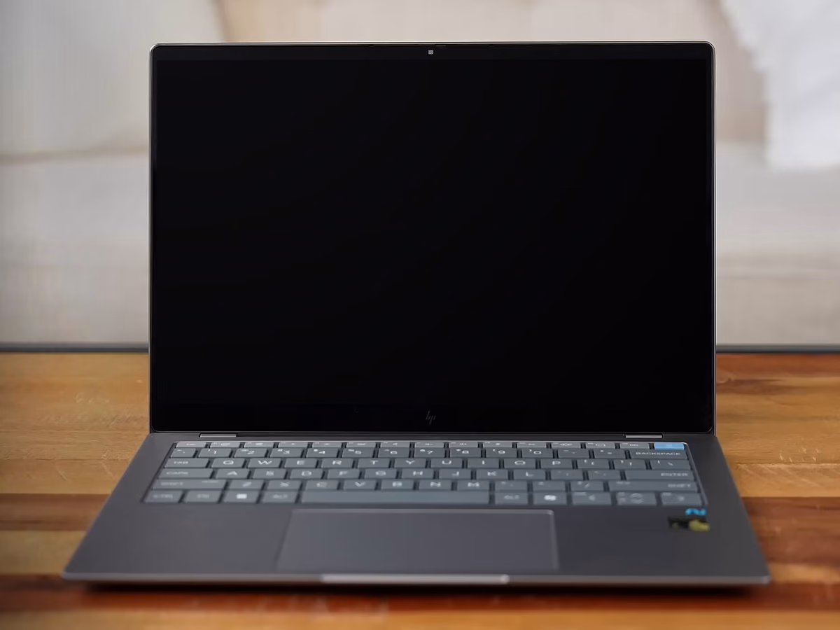 HP OmniBook X 14 laptop on a desk