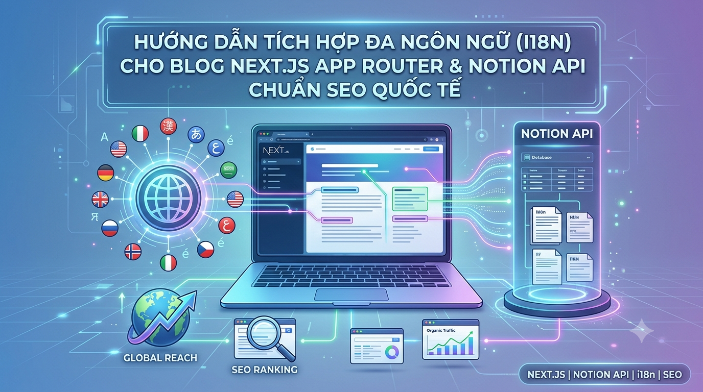Cover image for Hướng Dẫn Tích Hợp Đa Ngôn Ngữ (i18n) Cho Blog Next.js App Router & Notion API Chuẩn SEO Quốc Tế