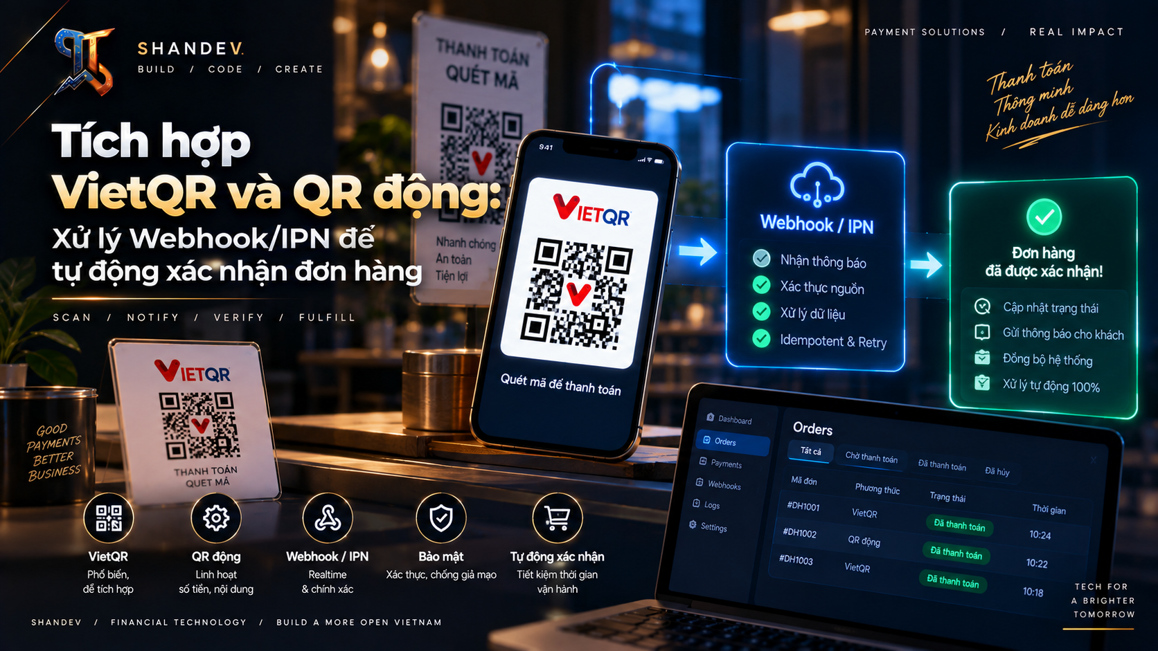 Cover image for Tích hợp VietQR và QR động: Xử lý Webhook/IPN để tự động xác nhận đơn hàng