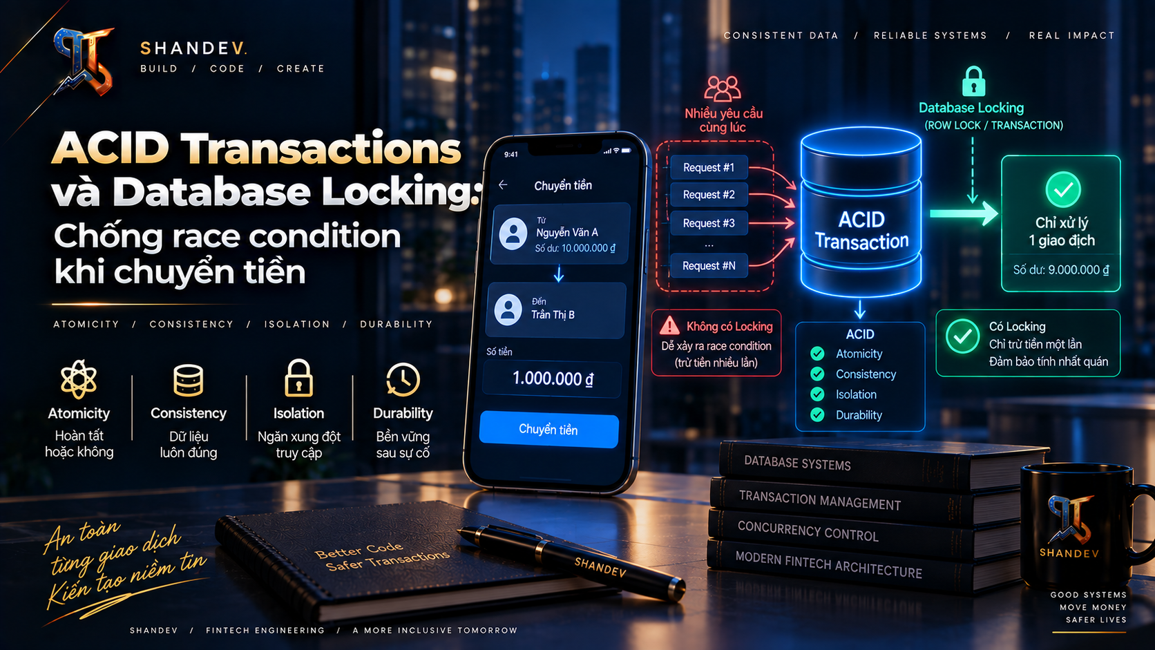 Cover image for ACID Transactions và Database Locking: Chống race condition khi chuyển tiền