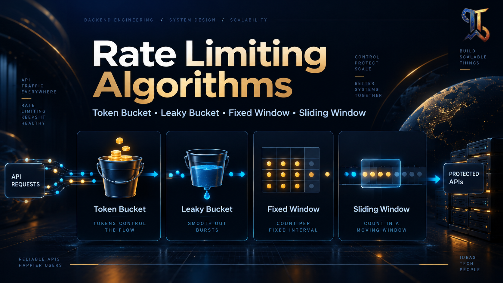 Cover image for Rate Limiting Algorithms: Token Bucket, Leaky Bucket, Fixed và Sliding Window