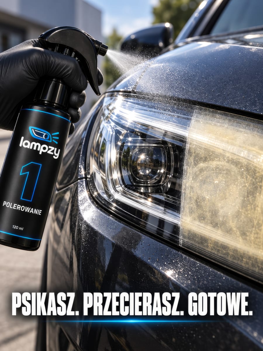 Psikanie płynu Lampzy na reflektor