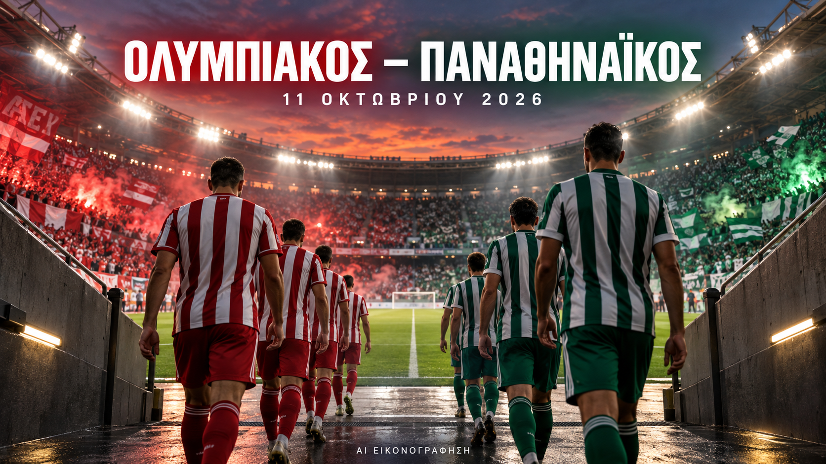 Εικονογράφηση AI για το ντέρμπι Ολυμπιακού και Παναθηναϊκού