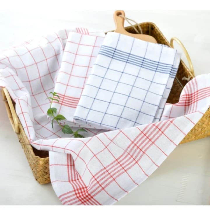 serviettes de cuisine à carreaux en coton