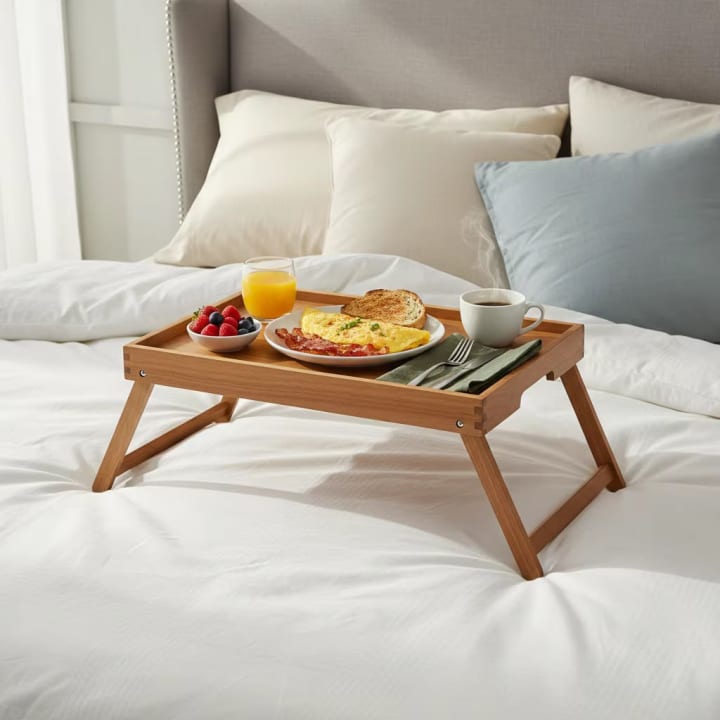 plateau de petit-déjeuner pliable en bambou
