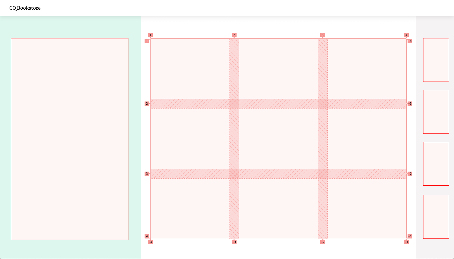 layout schema for the bookstore with three main content sections